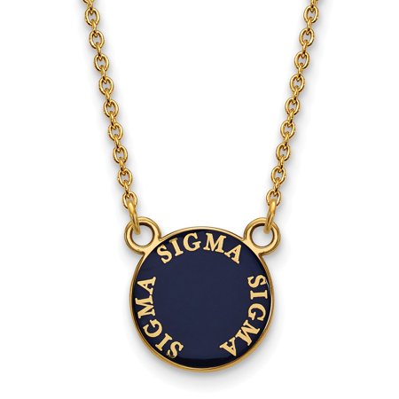 925 Sterling Silver Yellow Gold-Plated Official Sigma Sigma Sigma Small Enl Pend Pendant Necklace Charm Chain 18  (Width = 12mm )