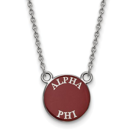 925 Sterling Silver Rh-plated LogoArt Alpha Phi Sm Enl Pend with Necklace; 18 Inch; for Adults and Teens; for Women and Men