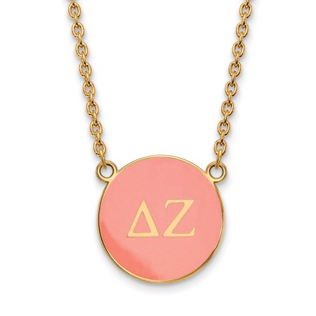 925 Sterling Silver Enamel Gold-Plated Official Delta Zeta Large Enl Pend Pendant Necklace Charm Chain - with Secure Lobster Lock Clasp 18  (Width = 1