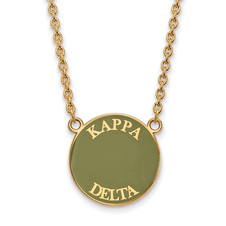 925 Sterling Silver Enamel Gold-Plated Official Kappa Delta Large Enl Pend Pendant Necklace Charm Chain - with Secure Lobster Lock Clasp 18  (Width = 
