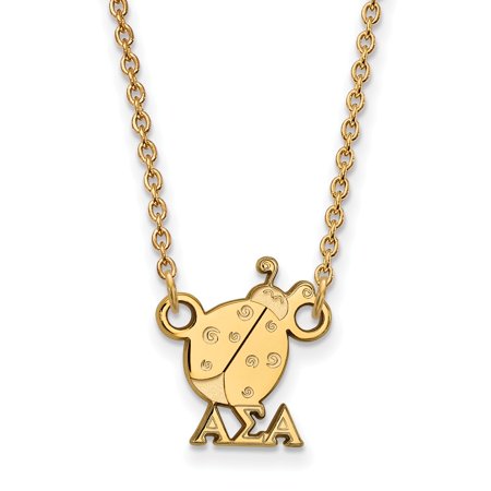 925 Sterling Silver Yellow Gold-Plated Official Alpha Sigma Alpha Extra Small Tiny Pend Pendant Necklace Charm Chain - with Secure Lobster Lock Clasp 
