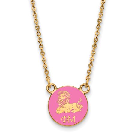 925 Sterling Silver Enamel Gold-Plated Official Phi Mu Extra Small Tiny Enl Pend Pendant Necklace Charm Chain - with Secure Lobster Lock Clasp 18  (Wi
