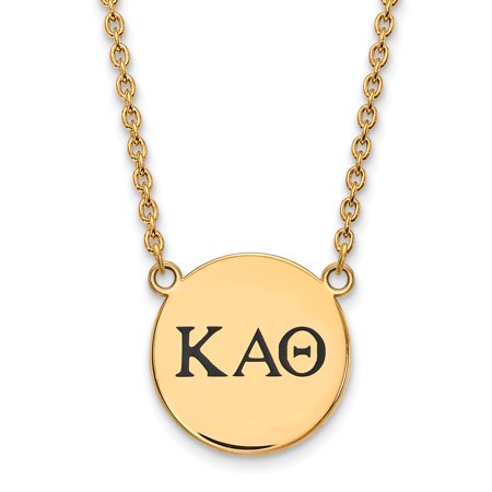 925 Sterling Silver Enamel Gold-Plated Official Kappa Alpha Theta Large Enl Pend Pendant Necklace Charm Chain - with Secure Lobster Lock Clasp 18  (Wi
