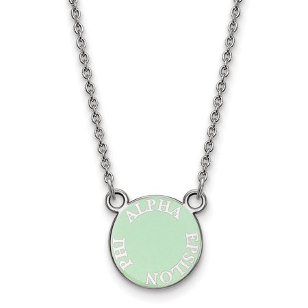 Sterling S. Rh-plated LogoArt Alpha Epsilon Phi XS Enl Pend with Necklace; 18 Inch; for Adults and Teens; for Women and Men