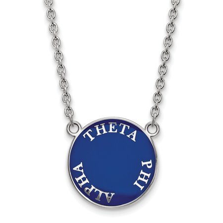 Solid 925 Sterling Silver Official Enamel Theta Phi Alpha Large Enl Pend Pendant Necklace Charm Chain - with Secure Lobster Lock Clasp 18  (Width = 19