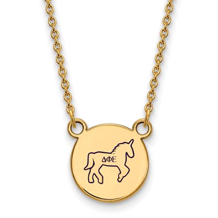 925 Sterling Silver Enamel Gold-Plated Official Delta Phi Epsilon Small Enl Pend Pendant Necklace Charm Chain - with Secure Lobster Lock Clasp 18  (Wi