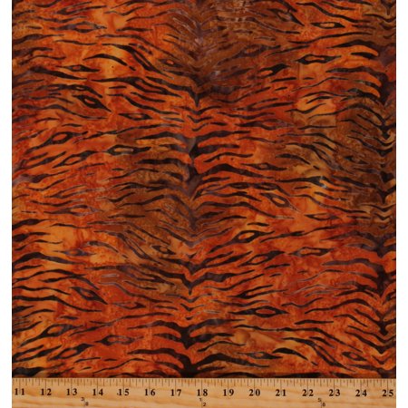 Cotton Tiger Stripes Brown Safari Animal Serengeti Orange Cotton Fabric Print by the Yard (AMD-20198-141-SAFFRON)