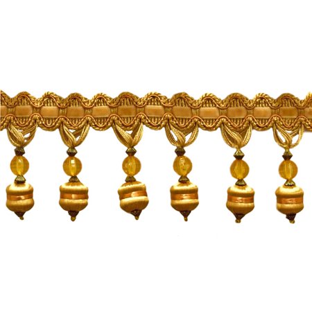 3  (7.5cm) Noblesse Collection Beaded Tassel Fringe Trim # BFH3   Canary Gold #4875 (Dark Gold  Yellow Gold) Sold by the Yard (36 /3 Ft/0.9m)