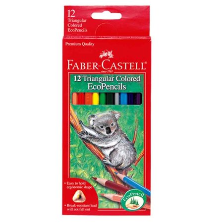 Triangular Colored EcoPencils - 12 Ct., Set of 12 Quality Colored Pencils by Faber Castell