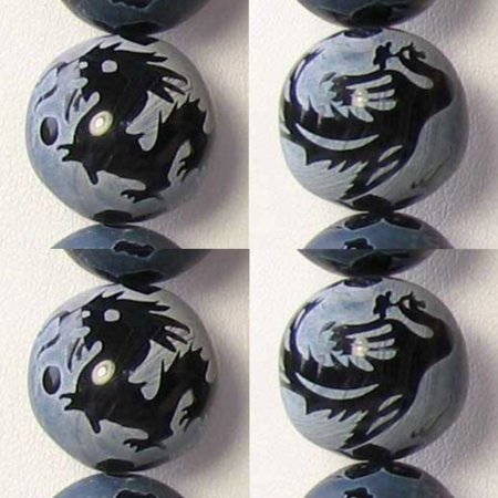 Etched Dragon Phoenix Sardonyx 20mm Bead | 1 Bead |10277 |