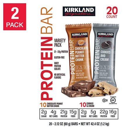 2 PACK  Protein Bars Chocolate Peanut Butter Chunk & Cookies and Cream Variety Pack 20-count