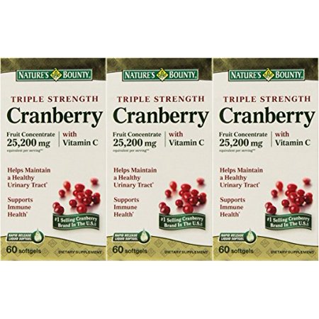 Nature S Bounty Triple Strength Cranberry with Vitamin C  25 200 Mg  60 Softgels (Pack of 3)