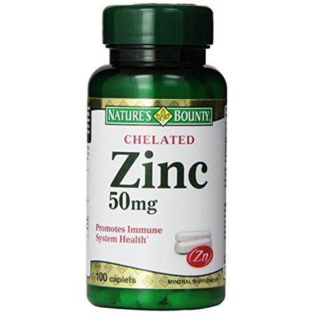 Nature's Bounty Chelated Zinc (Zinc Gluconate) 50mg, 200 Caplets (2 X 100 Count Bottles)