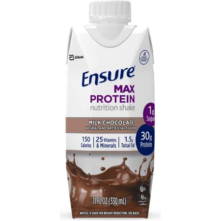 Ensure Max Protein Nutrition Shake with 30g of Protein, 1g of Sugar, HighProtein Shake, Milk Chocolate, 11 Fl Oz, 12 Count