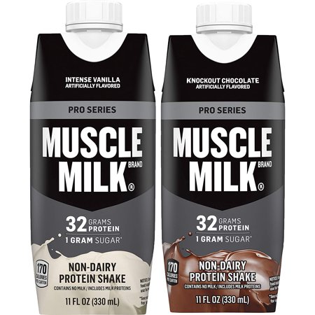 Muscle Milk Pro Series Protein Shake Bundle Pack, Intense Vanilla & Knockout Chocolate, 32g Protein, 11oz Cartons (24 Pack)