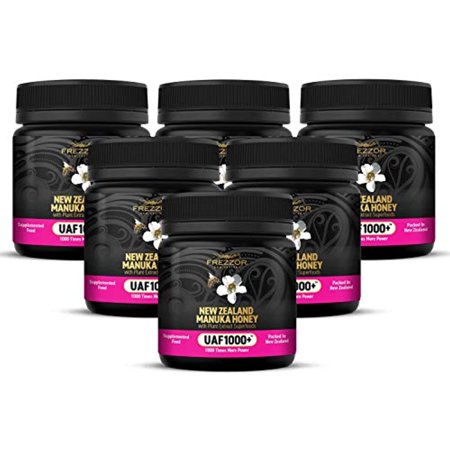 FREZZOR Manuka Honey UAF1000+® – Raw New Zealand Monofloral  Ultimate Antioxidant Superfood (8.8oz/250g)   6 Jars