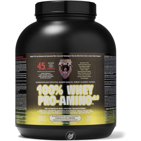 Healthy 'n Fit 100% Whey Pro Am, Vanilla Ice Cream Flavor 5-Pound Bottle Tub