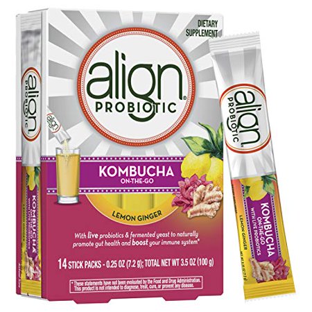 Align Kombucha Probiotic Supplement, Immune Support & Gut Health, 14 on-the-Go Powdered Stick Packs (Mix with Water and Drink) with Fermented Yeast an