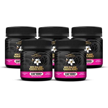 FREZZOR Manuka Honey UAF1000+® – Raw New Zealand Monofloral  Ultimate Antioxidant Superfood (8.8oz/250g)   5 Jars