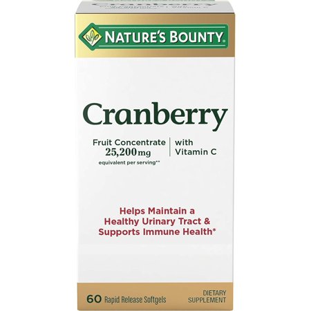Nature S Bounty Triple Strength Cranberry with Vitamin C  25 200 Mg  60 Softgels
