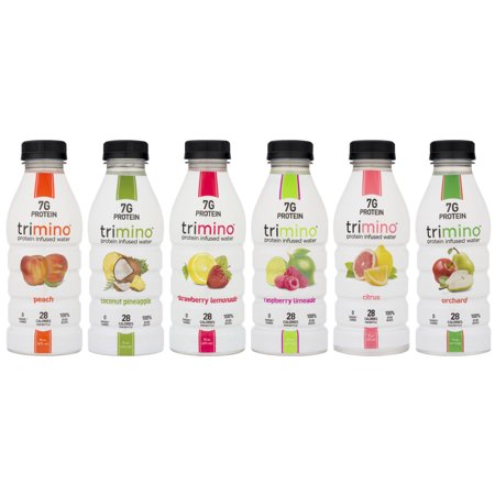 Trimino Protein Infused Water, 6-Flavor Variety Pack, 16 Ounce (Pack of 24)