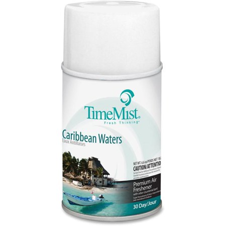 TimeMist Metered 30-Day Caribbean Waters Scent Refill - Spray - 6000 FtÂ³ - 6.6 Fl Oz (0.2 Quart) - Caribbean Waters - 30 Day - 12 / Carton - Long L