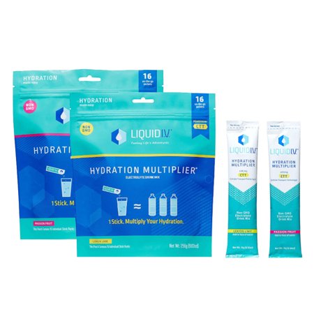 Liquid I.V. Hydration Multiplier - Electrolyte Powder, Easy Open Packets, Supplement Drink Mix (16 Ct Passion Fruit, 16 Ct Lemon Lime)