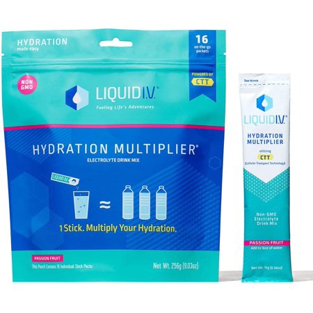 Liquid I.V. Hydration Multiplier  Electrolyte Powder  Easy Open Packets  Supplement Drink Mix (Passion Fruit  16 Count)