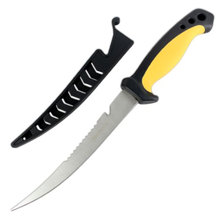 11.5  Defender Comfort Yellow Grip Fish Fillet Knife with Serrated Edge Blade 9764