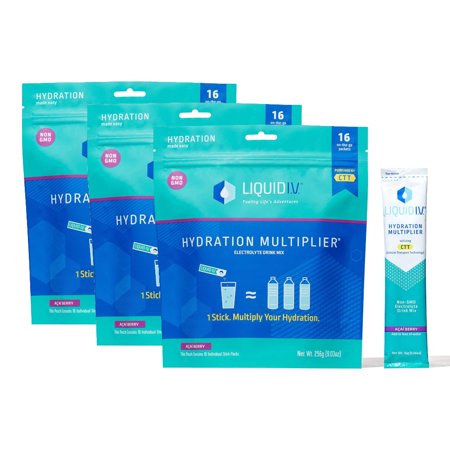 Liquid I.V. Hydration Multiplier, Electrolyte Powder, Easy Open Packets, Supplement Drink Mix (Acai Berry, 48 Count)