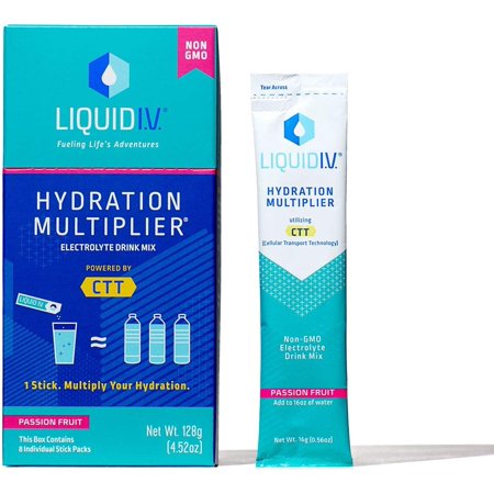 Liquid I.V. Hydration Multiplier, Electrolyte Powder, Easy Open Packets, Supplement Drink Mix (Passion Fruit) (96)