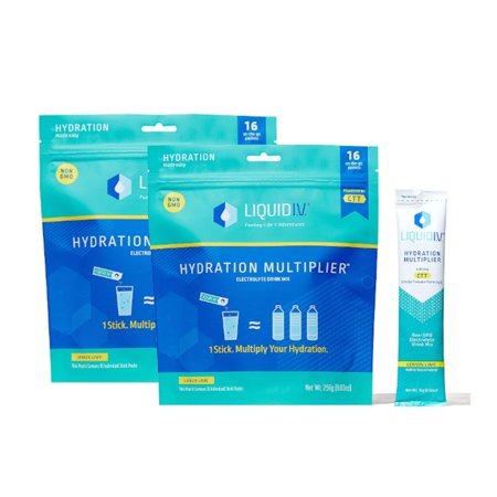 Liquid I.V. Hydration Multiplier, Electrolyte Powder, Easy Open Packets, Supplement Drink Mix (Lemon Lime, 32 Count)