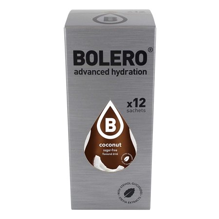 Bolero Advanced Hydration Classic Sachets, Sugar-Free Water Flavoring Packets, Convenient Calorie-Free Drink Mix Powder Packets, 12-Count (Coconut)