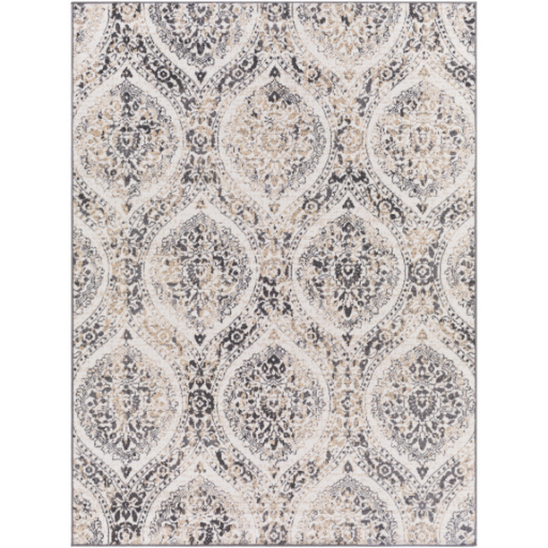 Cesar CEG-2313 7 10  X 10  Rug in Charcoal/Medium Gray/Tan/Ivory