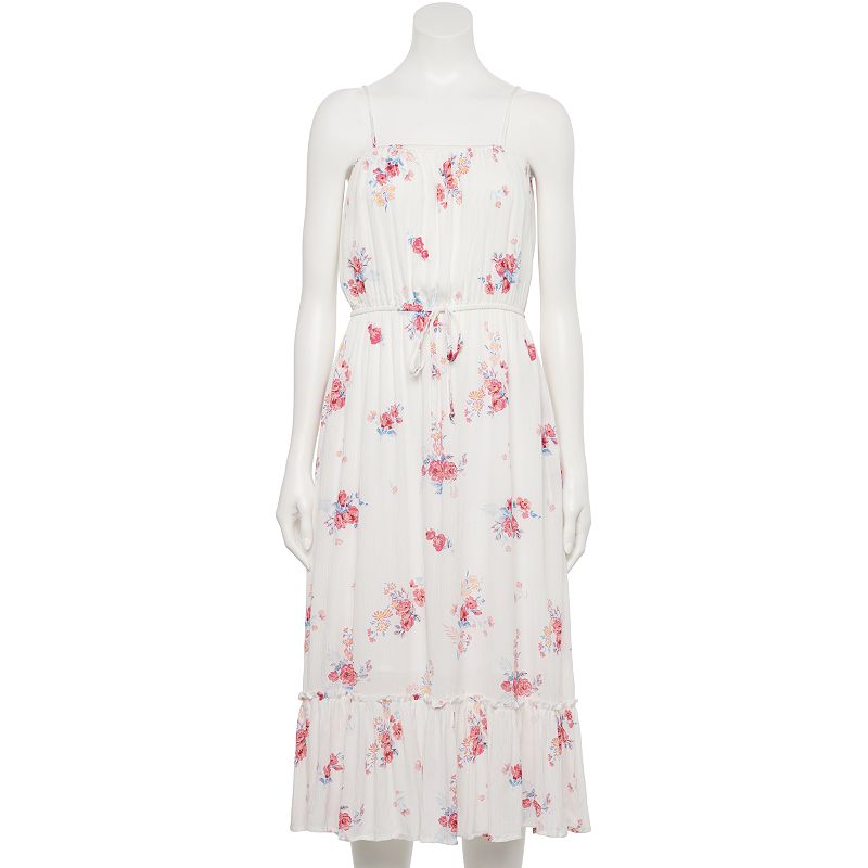 Juniors' Hint of Mint Floral Print Maxi Dress, Women's, Size: Small, White