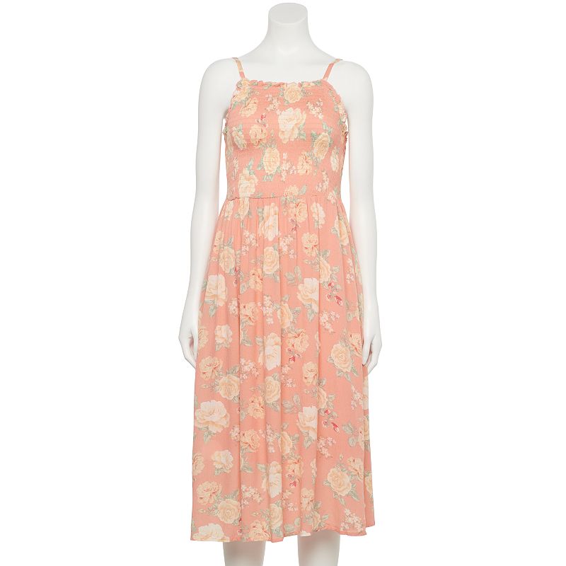 Juniors' Hint of Mint Smocked Maxi Dress, Women's, Size: XL, Light Pink