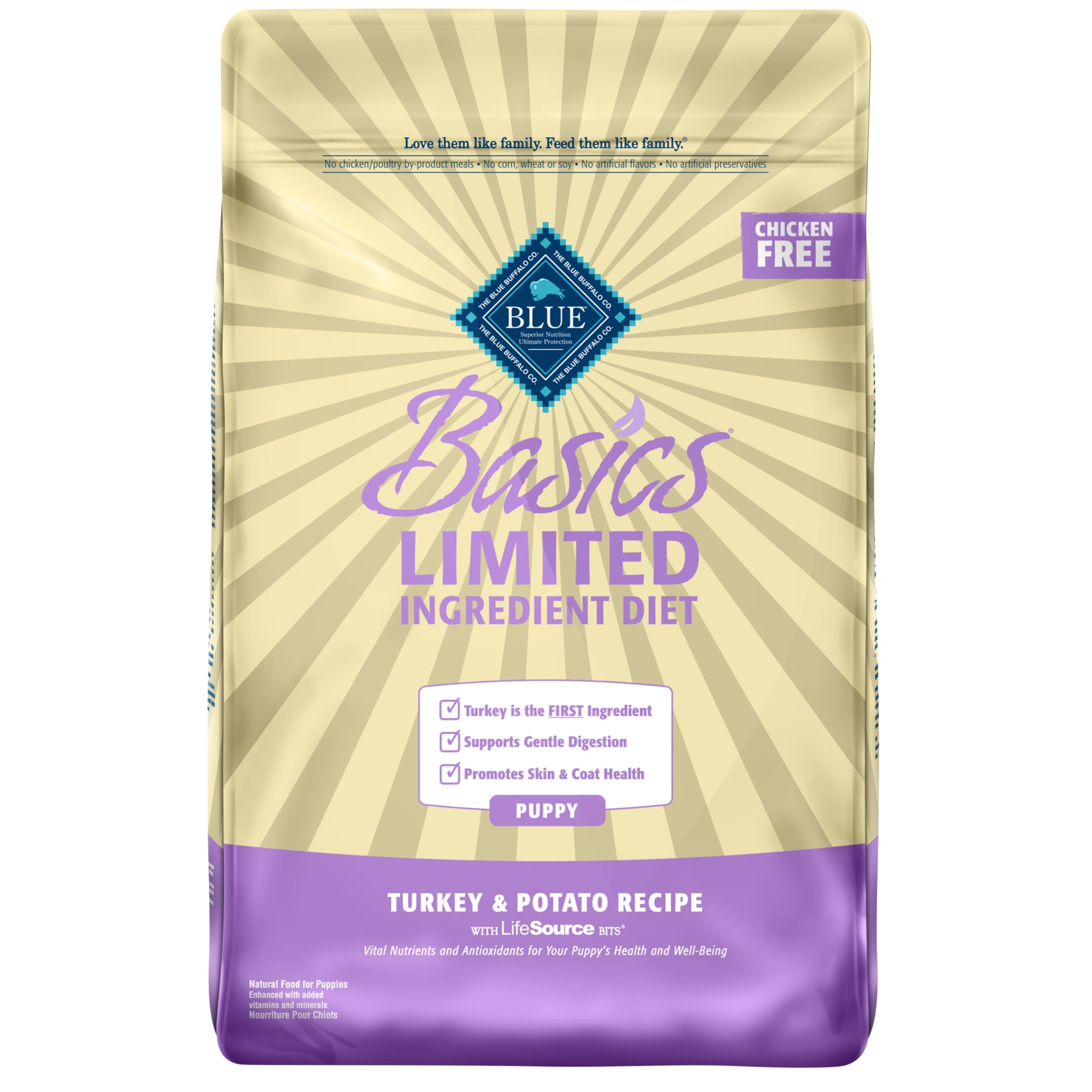 Blue Buffalo Blue Basics Puppy Turkey & Potato Recipe Dry Dog Food, 24 Lbs.