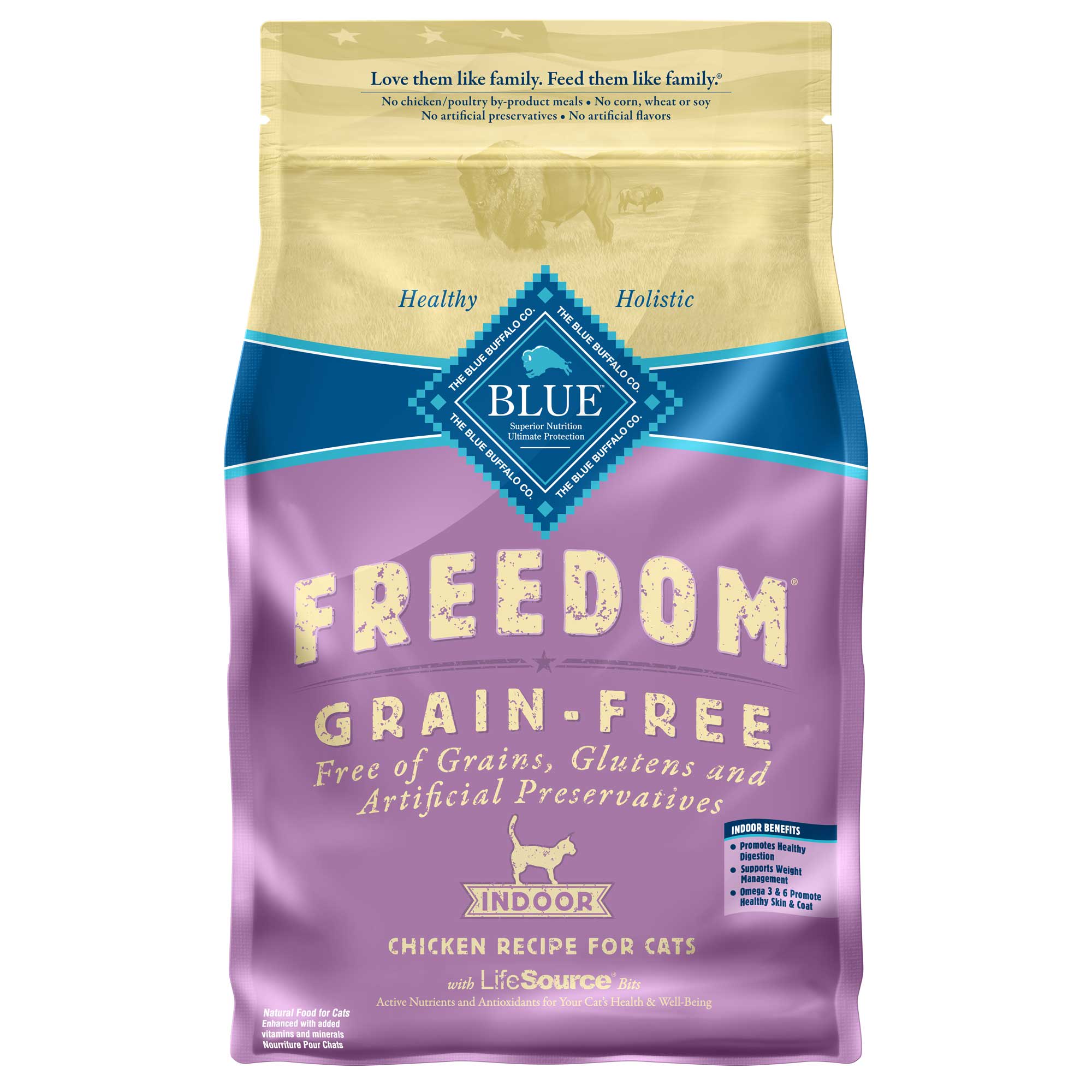 Blue Buffalo Blue Freedom Grain-Free Adult Indoor Chicken Recipe Dry Cat Food, 5 Lbs.
