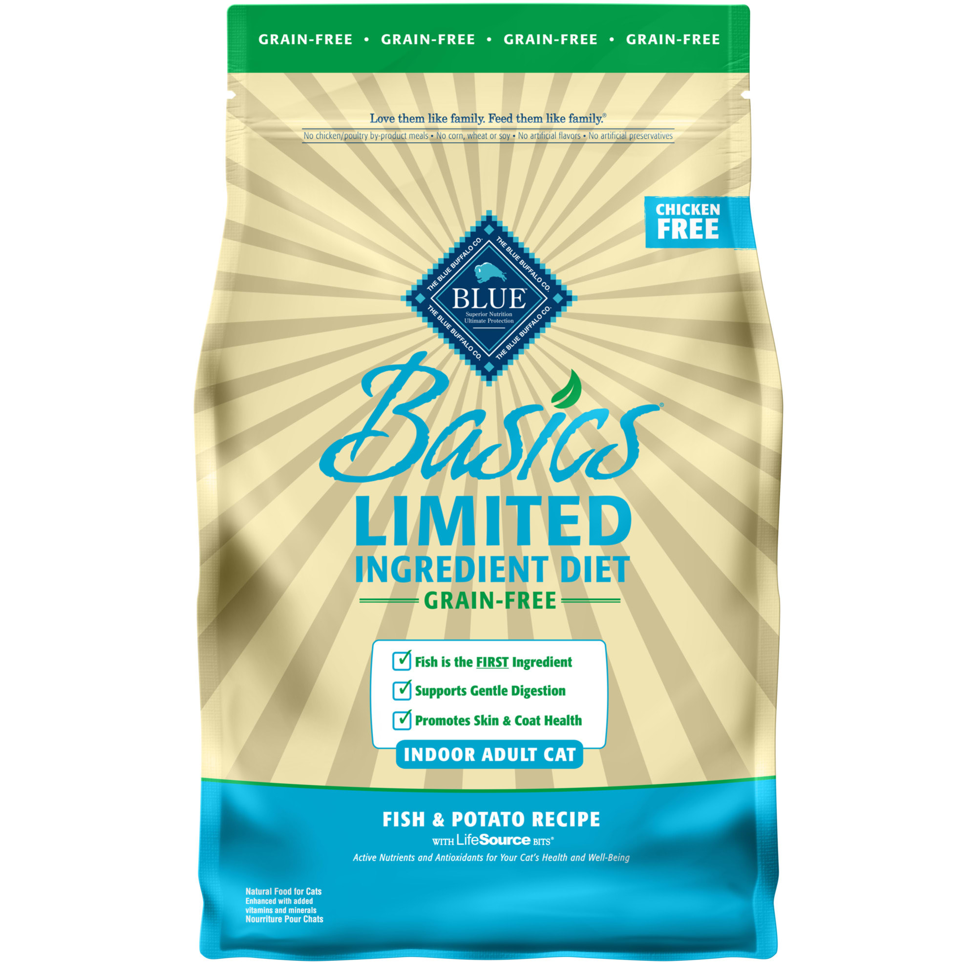 Blue Buffalo Blue Basics Adult Grain-Free Fish and Potato Recipe Dry Cat Food, 5 Lbs.