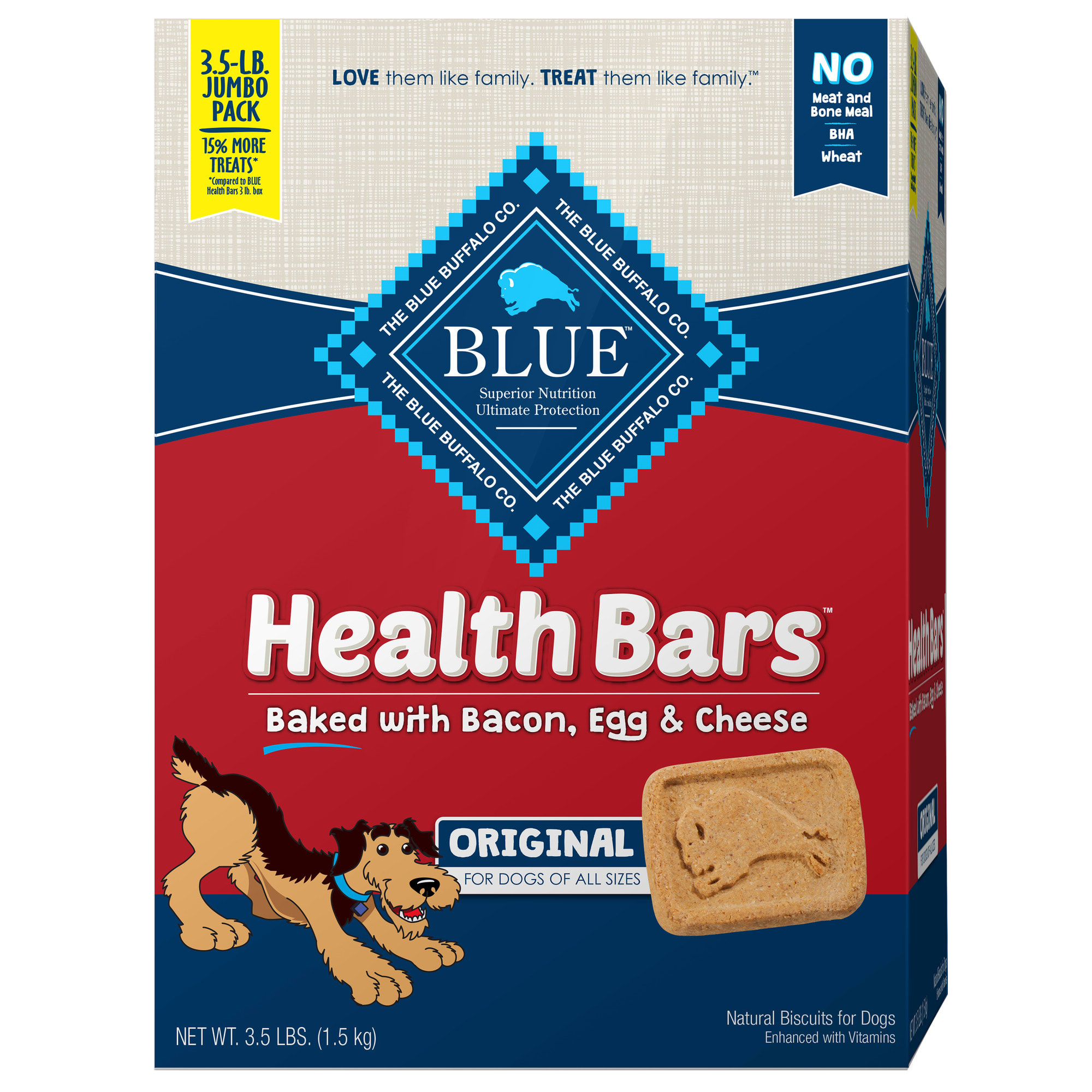 Blue Buffalo Health Bars Baked with Bacon, Egg & Cheese Natural Crunchy Dog Treats, 56 Oz.