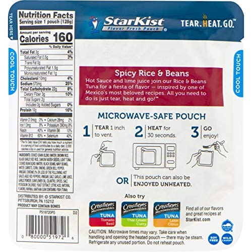 StarKist Smart Bowls Tuna Rice & Beans Spicy Pepper  4.5 Oz Pouch thumbnail