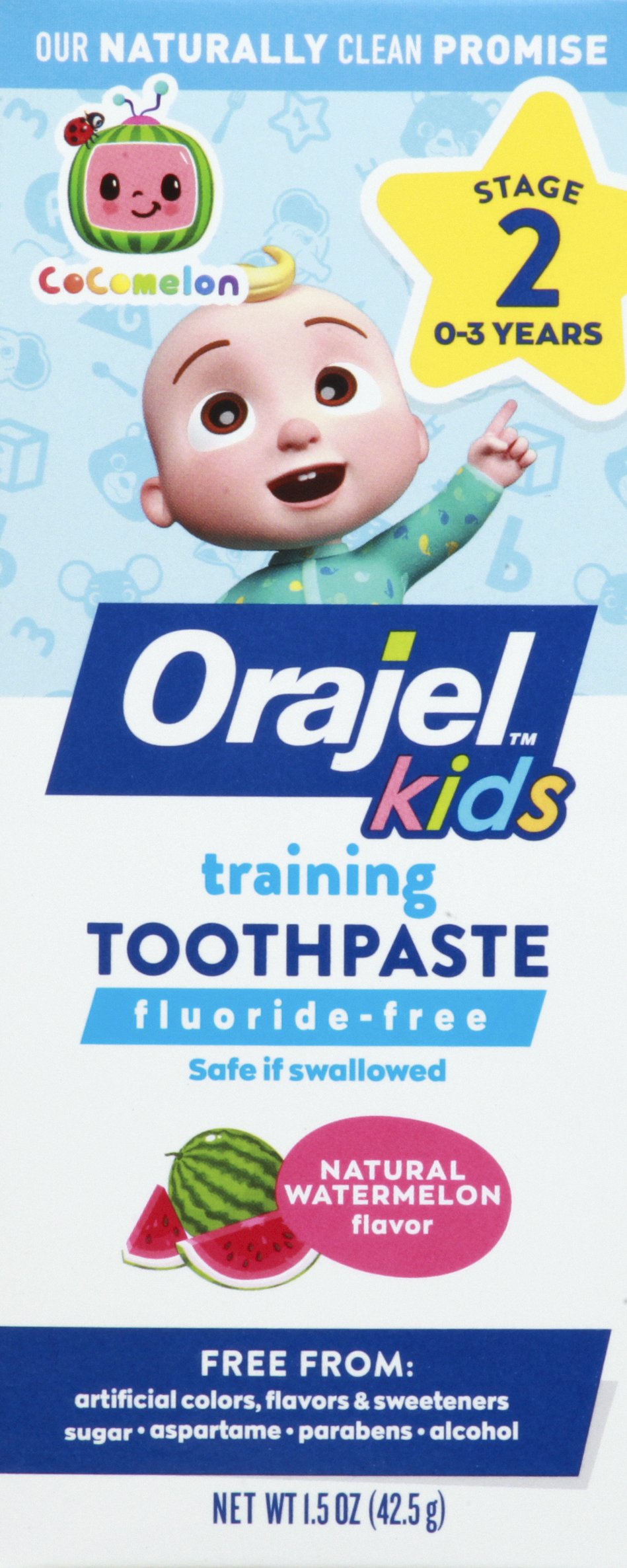 Orajel Kids CoComelon Training Toothpaste Fluoride-Free; #1 Pediatrician Recommended Fluoride-Free Toothpaste*  1.5oz Tube