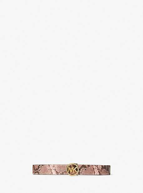 Michael Kors Python Embossed Leather Logo Charm Belt Pink S