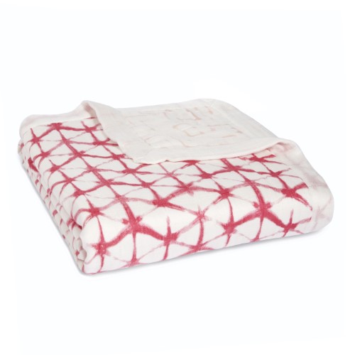 Aden + Anais  Receiving and Stroller Blankets Berry - 47'' Berry Shibori Silky Soft Dream Blanket