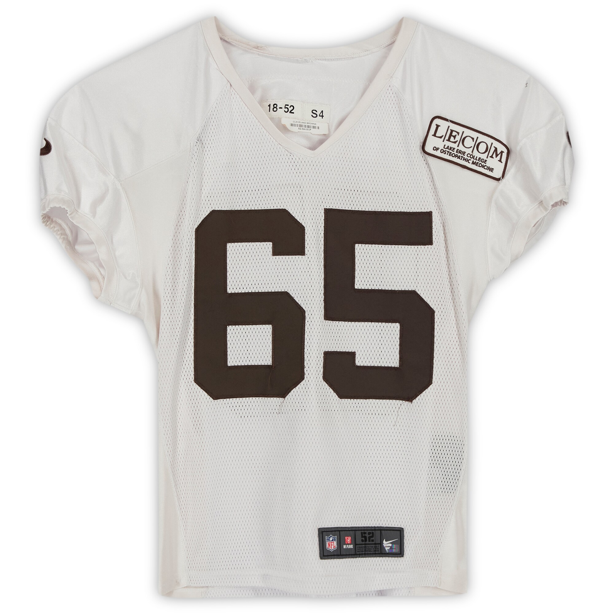 Larry Ogunjobi Cleveland Browns Nike Practice-Used #65 White Jersey from the 2020 NFL Season - Size 52