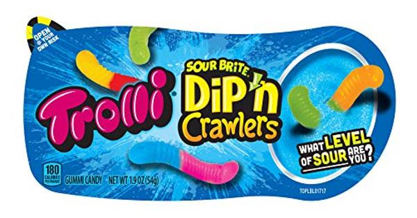 Trolli Sour Brite Dip N' Crawlers Gummy Worms, 1.9 Ounce, Pack of 12