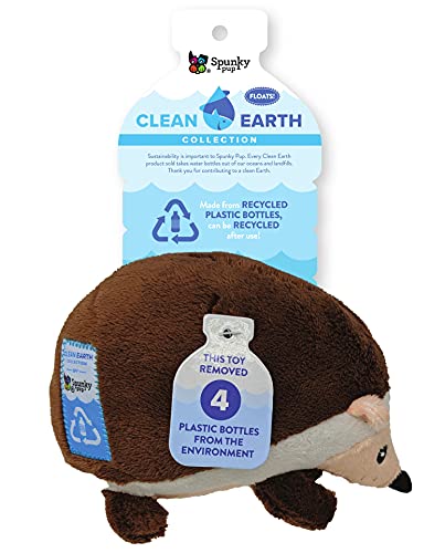 Spunky Pup Clean Earth Plush Hedgehog Pet Dog Squeaker Toy Small