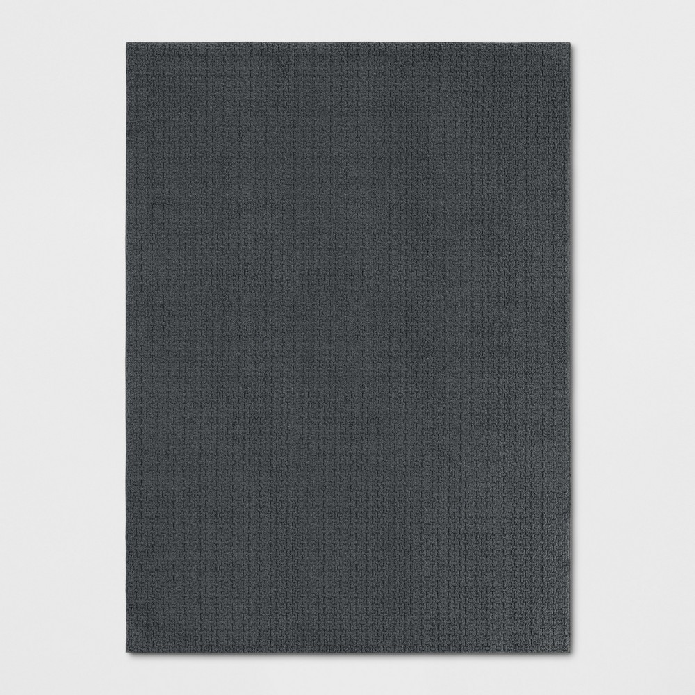 4'x5'6" washable solid machine tufted accent rug blue - threshold™: skid-resistant, low pile, indoor use