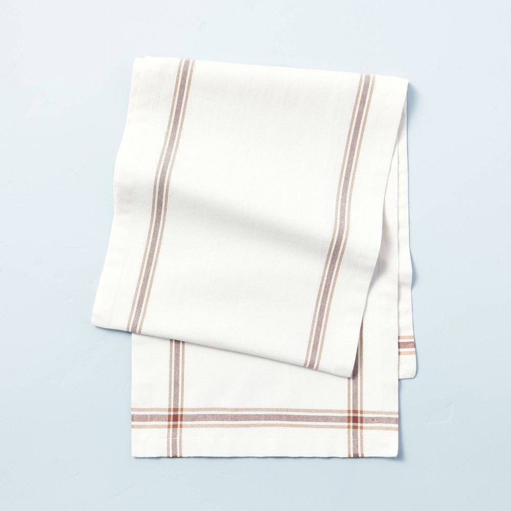 Engineered Border Stripes Table Runner Sand Dune Brown/Sour Cream - Hearth & Hand™ with Magnolia