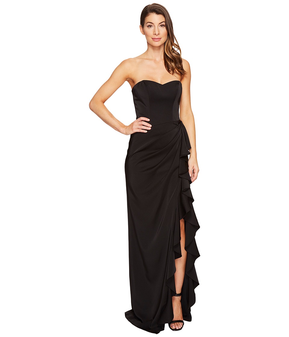 Faviana - Faille Satin Strapless W/ Cascade 7950 (Black) Women's Dress